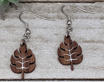 Monstera leaf earrings, plant lover gift