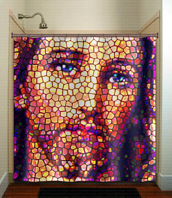 Stained Glass Christ Shower Curtain Kids Bathroom Decor