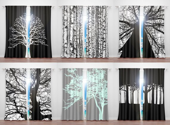 Gnarly Dead Tree Curtains Mighty Oak Forest Curtain Birch Etsy