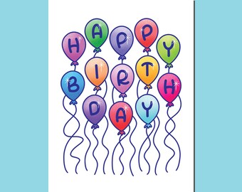 Birthday Balloons Greeting Card