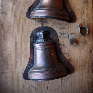 Vintage Chocolate Mold Bell Copper Tin Mould German Candy Rustic Metal Kitchen Utensil Reiche