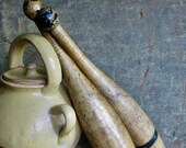 Antique Wooden Barbell Dumbbell Weights Exercise Juggling Pin Rustic Gym Equipment Tools One Pound