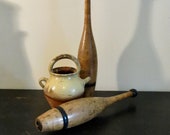 Large Antique Wooden Barbell Dumbbell Weights Exercise Juggling Pin Rustic Gym Equipment Tools
