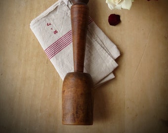 Large Wooden Kitchen Utensil Baking Tool Vintage Pestle Masher Muddler Cottagecore