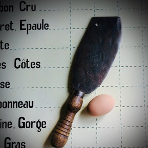 Large French Antique Cleaver Knife Butcher Meat Rustic Iron Kitchen Utensil Tool Hatchet