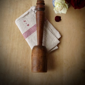 Large Wooden Kitchen Utensil Baking Tool Vintage Pestle Masher Muddler Cottagecore