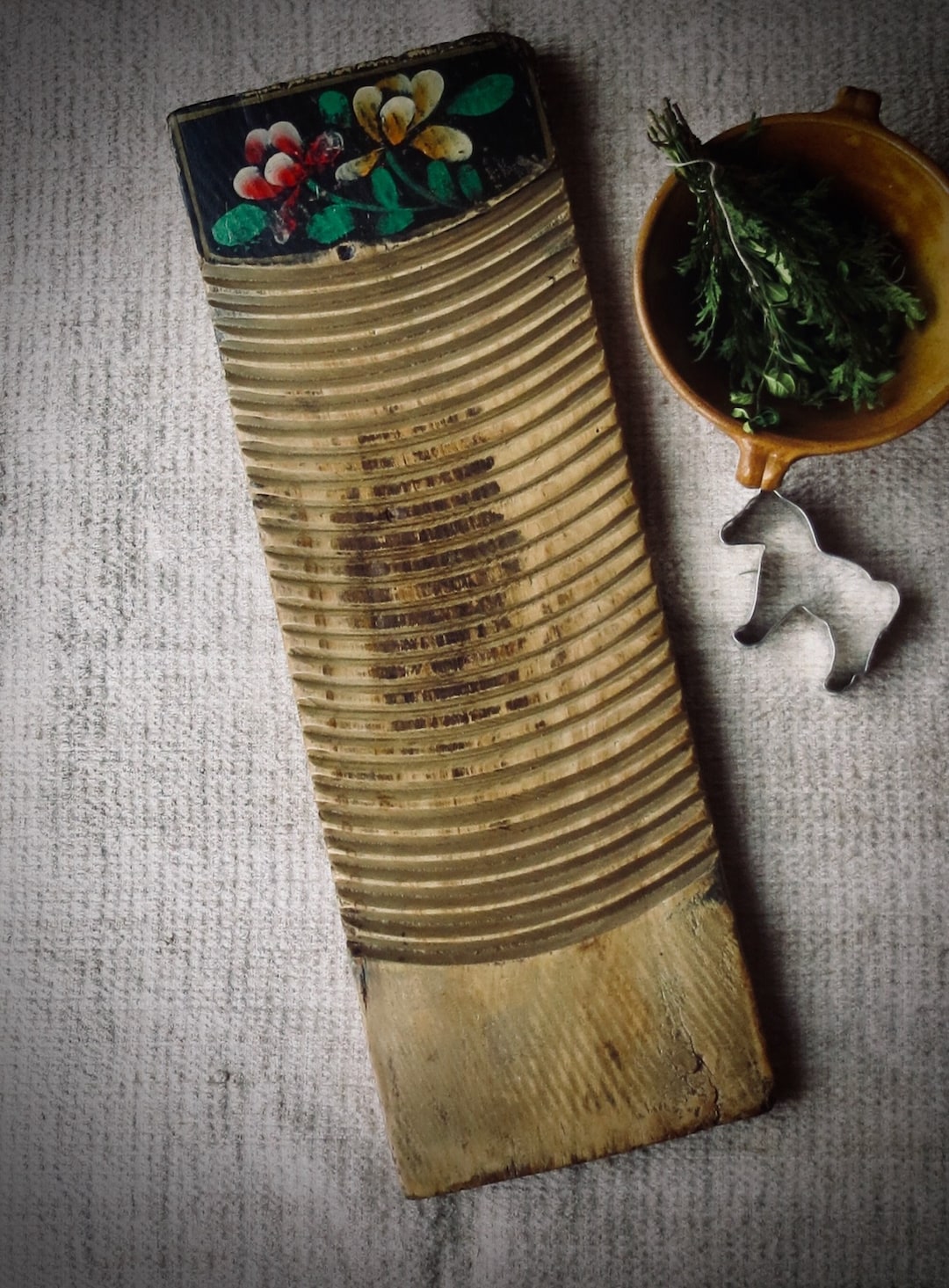 Antique Washboard European Mangle Wash Board Laundry Rustic Wooden