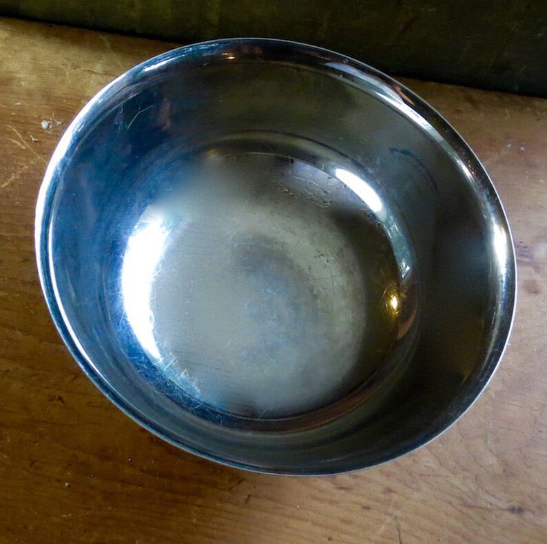 Silverplate Initials Patina Vintage Engraved Silver Serving Dish Cottage Holiday Party Wedding Decor Round Fruit Bowl