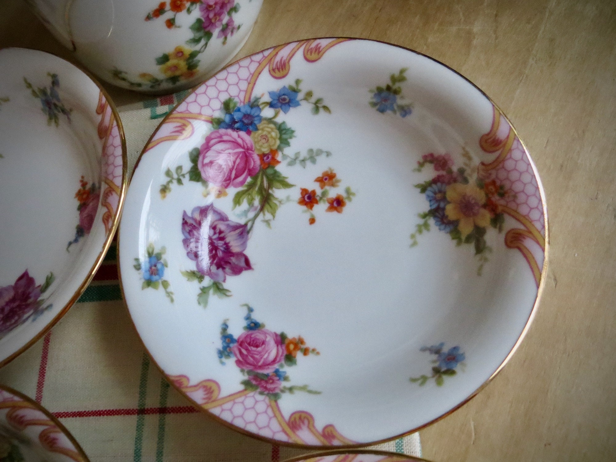 Vintage Bowls Pink Floral Dishes Creamer Dessert Kitchen Czech Etsy