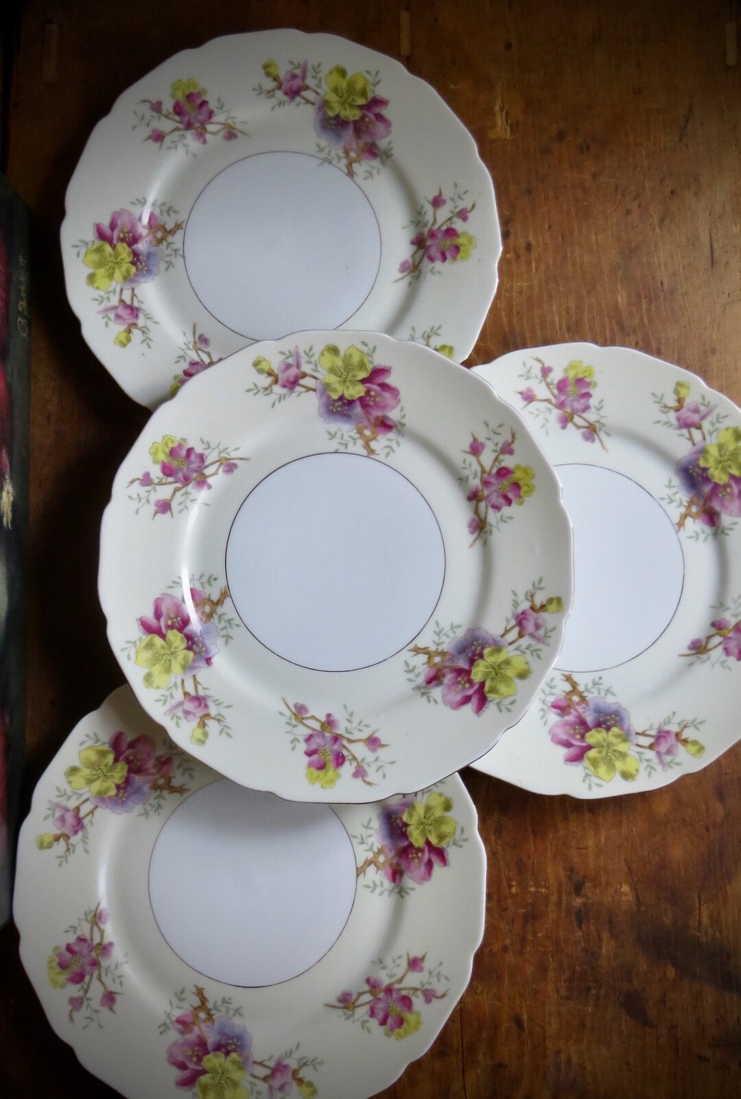 Vintage Dinner Plates Floral Pink and Yellow Germany Cottagecore Dishes ...