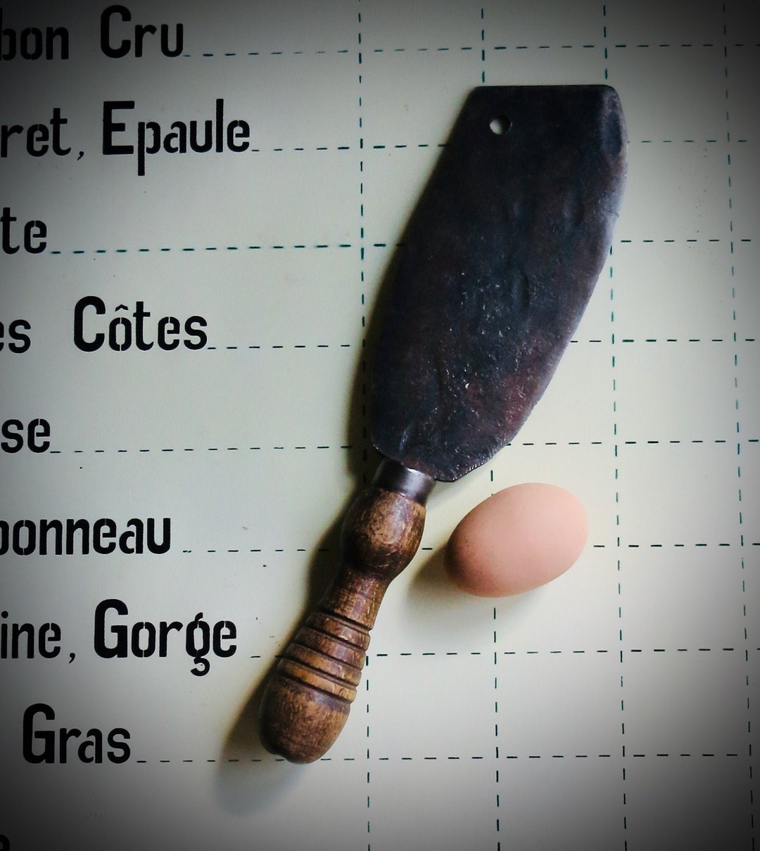 Large French Antique Cleaver Knife Butcher Meat Rustic Iron Etsy