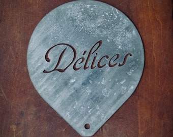 Antique French Zinc Stencil Cake Baking Patisserie Dessert Rustic Metal Cottagecore Decor