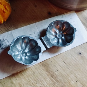 Vintage Pewter Ice Cream Mold Pumpkin Mould Rustic Metal Kitchen Utensil