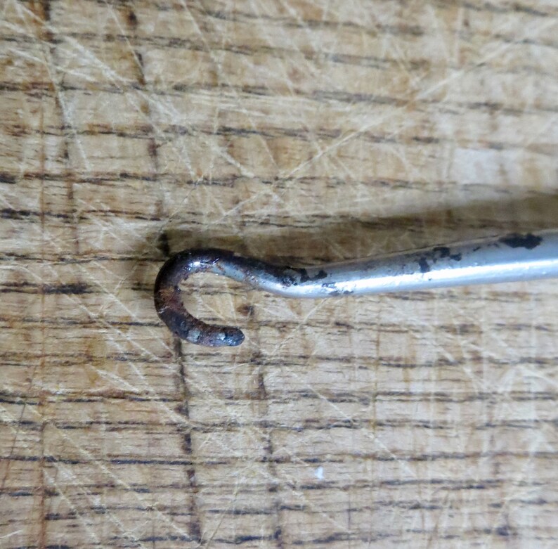 Antique Victorian Sterling Silver Button Hook Engraved Initials Sewing Tool Notion