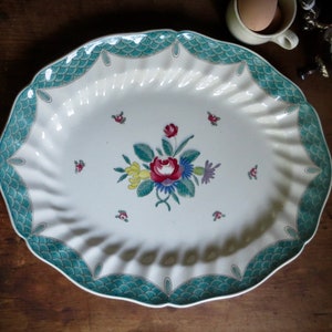 Vintage Green Floral Serving Platter Royal Doulton Dish Tray England 1940s