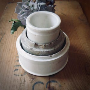 Lot of Three Antique Victorian Jars England Rustic White Porcelain Pot Chemist Pharmacy Container Farmhouse Cottagecore Decor