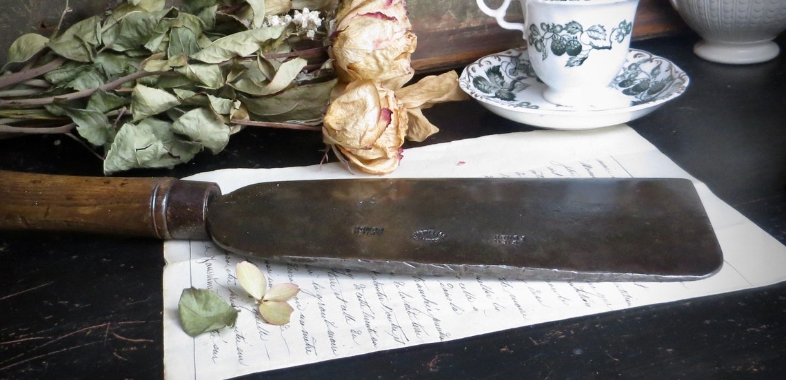 French Vintage Cleaver Knife Butcher Meat Rustic Iron Kitchen Etsy