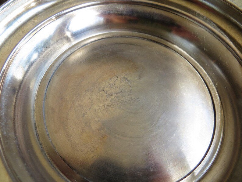Silverplate Initials Patina Vintage Engraved Silver Serving Dish Cottage Holiday Party Wedding Decor Round Fruit Bowl