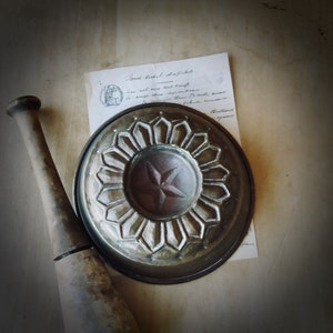 Antique Copper Mold Cake Pan Bundt Baking Rustic Farmhouse Kitchen Cooking Mould Form