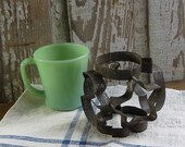 Vintage Metal Cookie Cutter, Baking Utensil, Tin Kitchen Tool, Bakeware, Six Sided, Dessert Mold, Rustic Farmhouse Decor