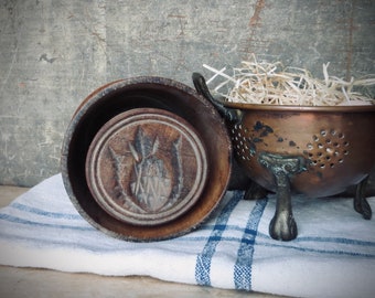 Antique Wooden Butter Stamp Mold Pineapple Hand Carved Primitive Kitchen Utensil