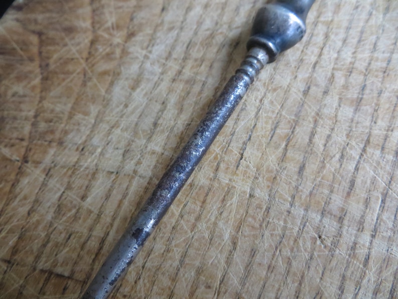 Antique Victorian Sterling Silver Button Hook Engraved Initials Sewing Tool Notion