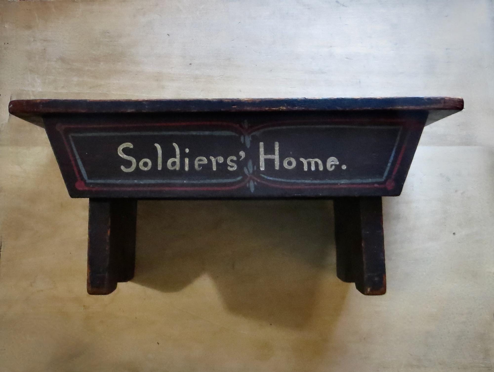 Antique Wooden Stool Painted Rustic Step Ladder Primitive Handmade ...