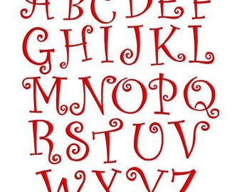 Curlz Embroidery Applique Font - Curly Swirls Font- 3 inch Size perfect for backpacks, purses, shirts
