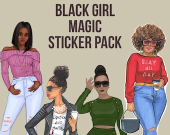 Fashion Sticker Pack | 8 Sticker Sheets | Black Girl Magic | Planner Stickers | Afrocentric Stickers | Laptop Stickers | Notebook Stickers