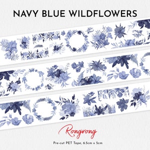 Navy Blue Wildflowers PET Tape