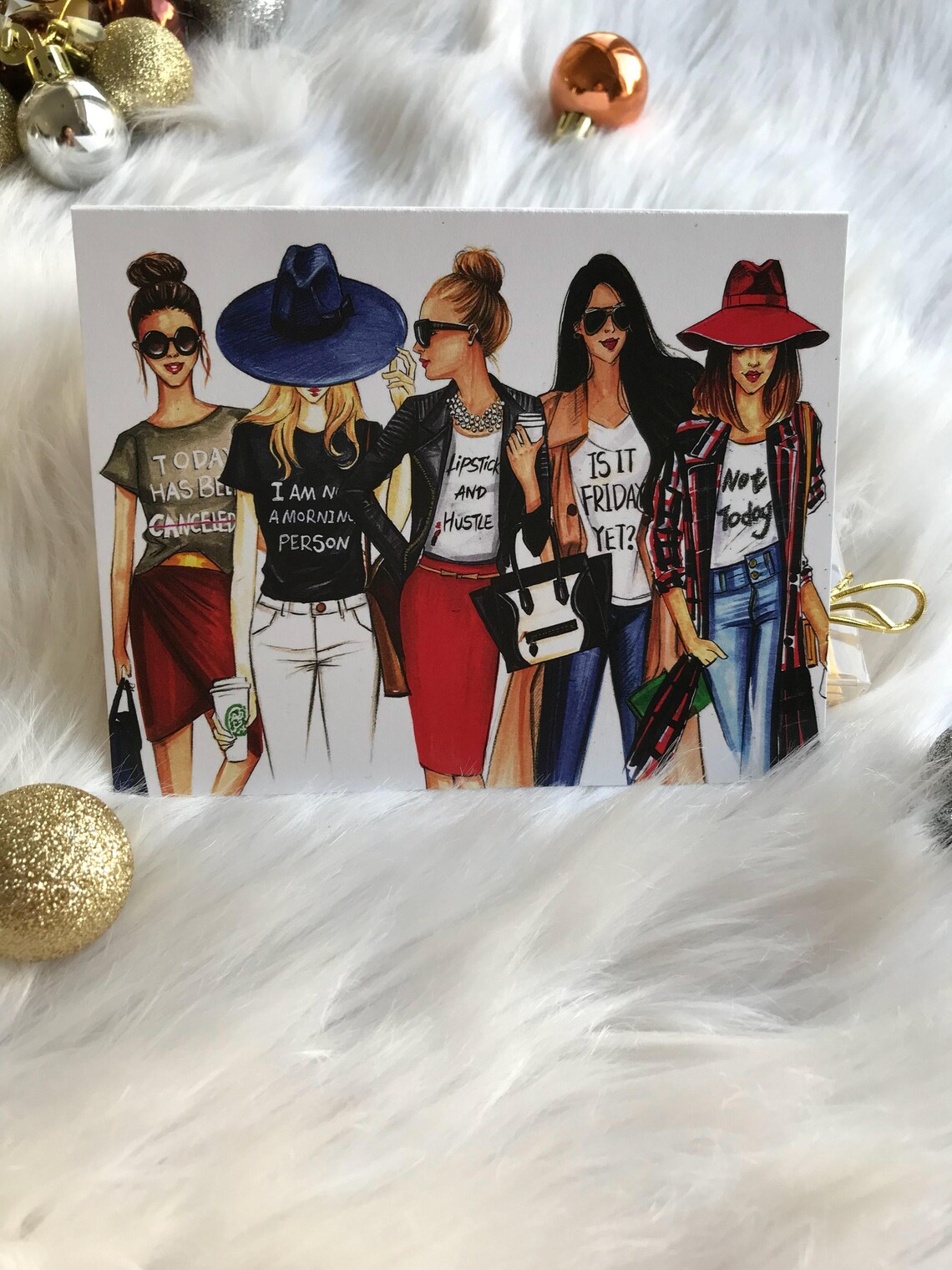 Fashionista Greeting Card Setgreeting Cardschristmas Cards Etsy