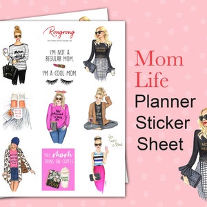 Mom Life Planner Sticker Sheet (Planner stickers, Doll Stickers, Mom Stickers, Fashion Stickers)-BLONDE