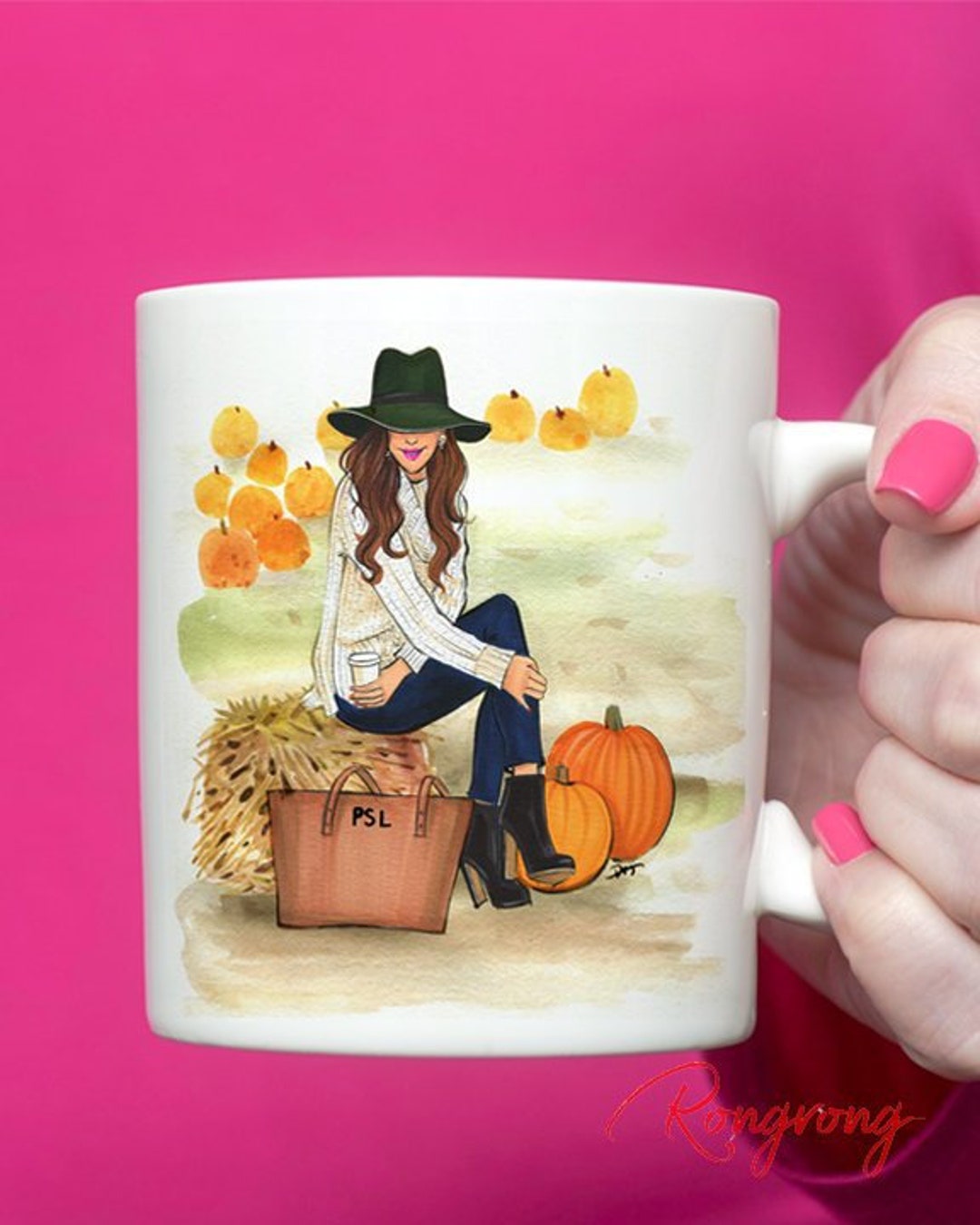 Pumpkin Coffee Mug,fall Mug, Gift for Coffee Lover,illustration Mug ...