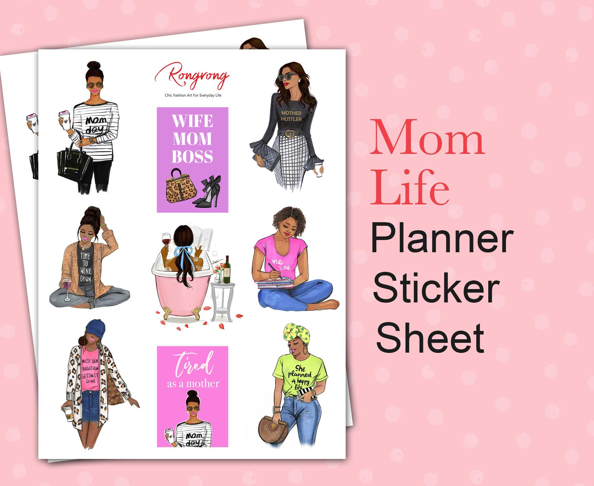 Mom Life Planner Sticker Sheet planner Stickers, Doll Stickers