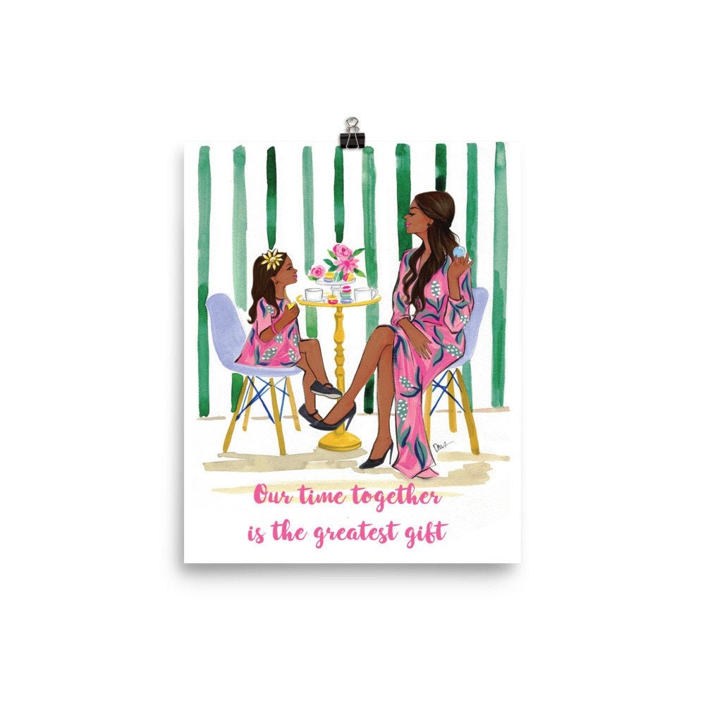 Our Time Together is the Greatest Gift Art Print - Fashion Illustration Print, Fashion Sketch prints, Mom and daughter art