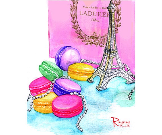 macaroons illustration kitchen wall art food wall art | etsy
