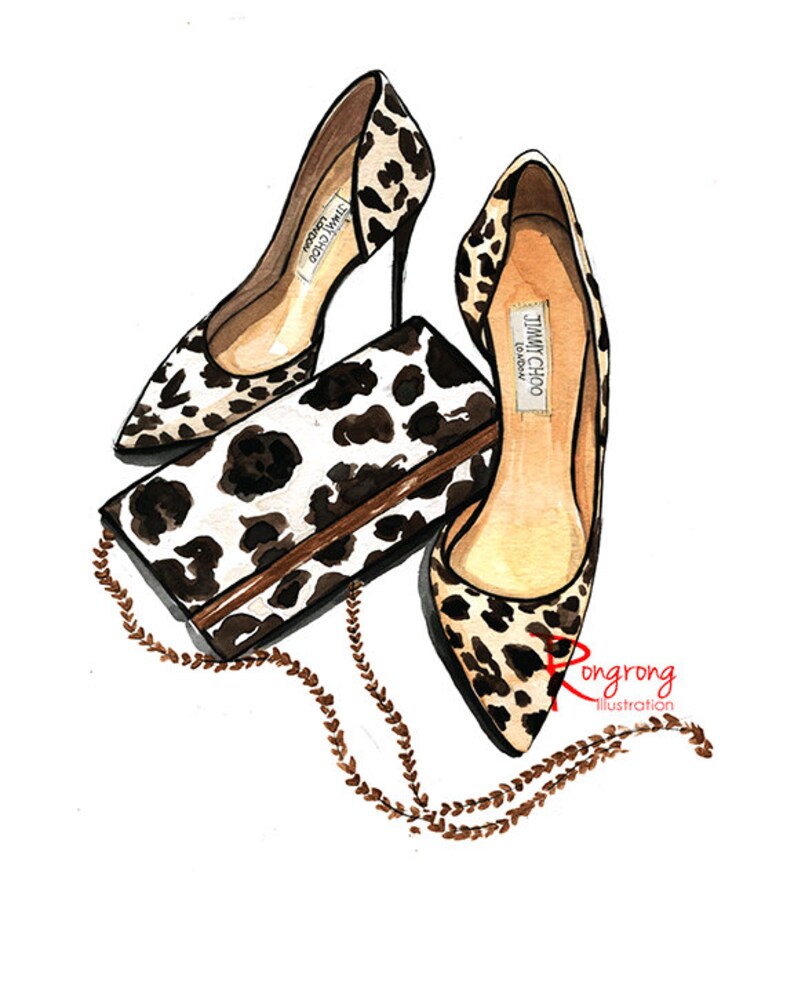 Leopard print art Girly wall art Fashion illustration | Etsy