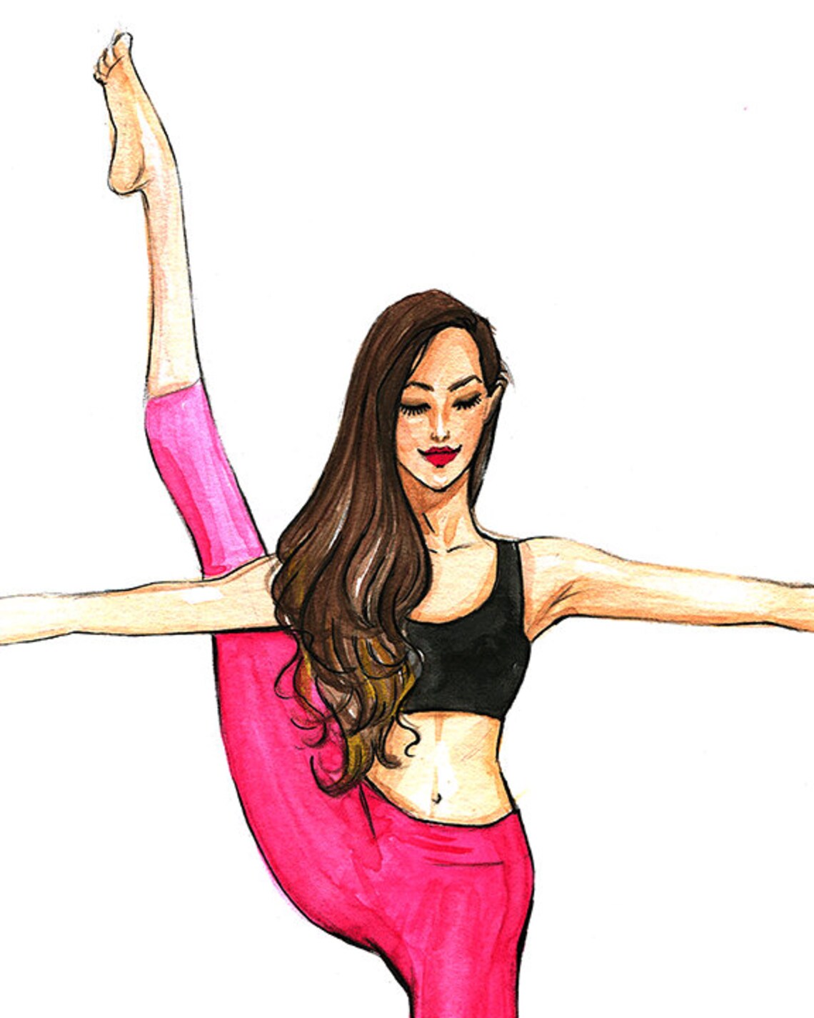 Yoga girl illustration Fashion Illustration Print Fashion | Etsy