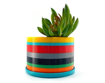 Indoor Striped Planter With Drainage Plate