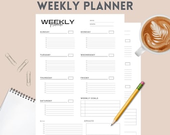 Minimalist Weekly Planner Printable | Monday Start (PDF Download)