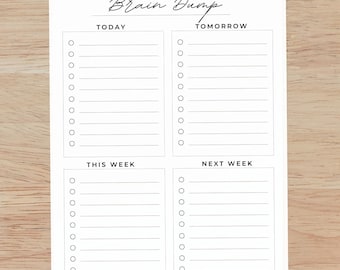 Minimalist Brain Dump Printable – Productivity Planner (PDF)