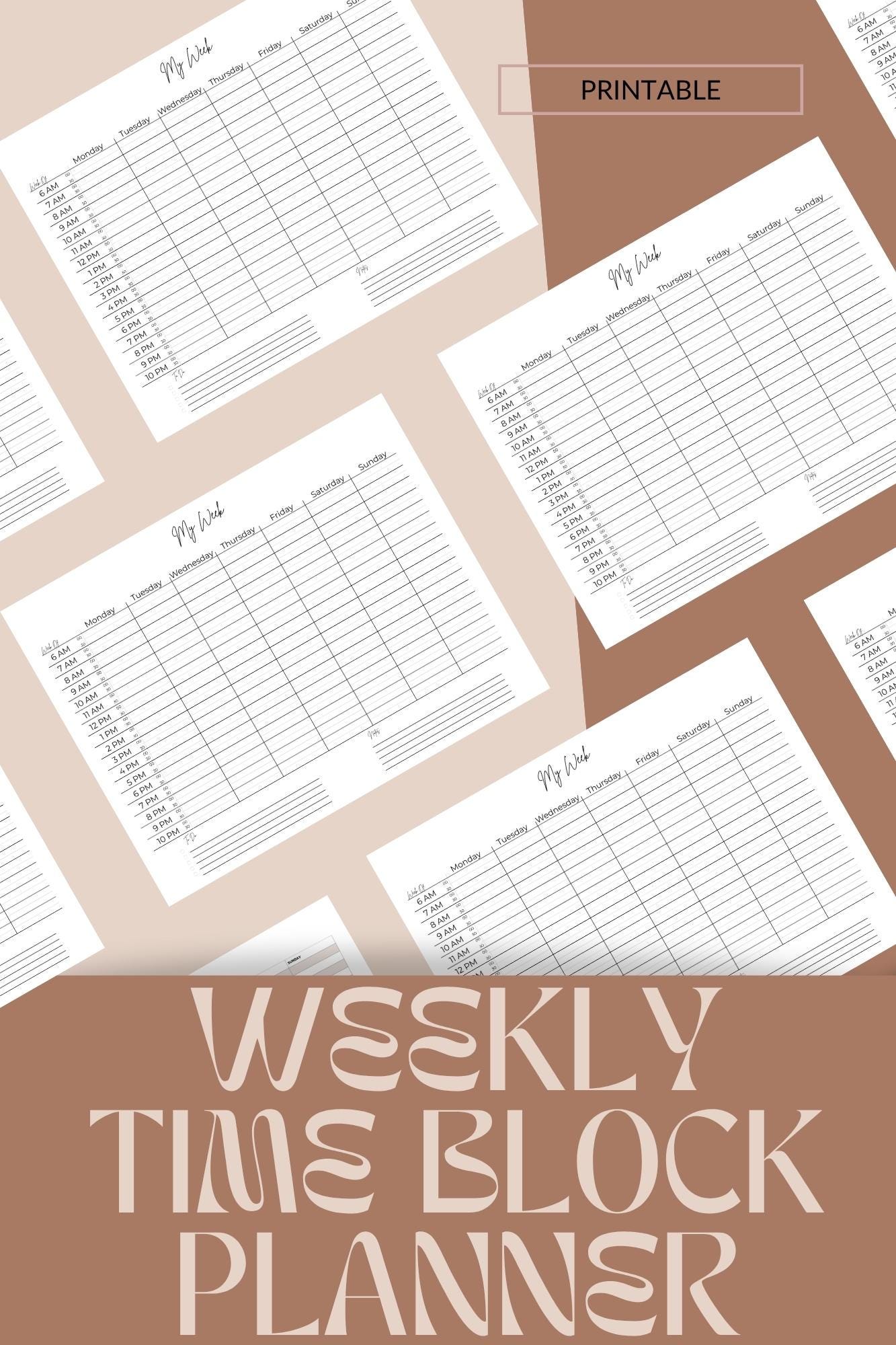 Weekly Time Block Schedule Printable | Minimalist Planner (digital ...
