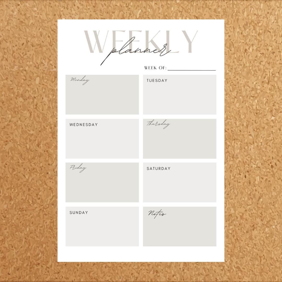 Weekly Planner | Printable PDF | A4, A5, US Letter, Half Letter ...
