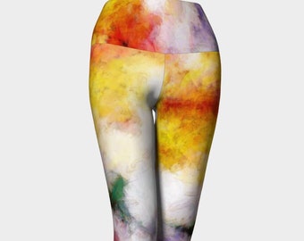 Tie Dye Yoga Leggings, Abstract Art Printed Leggings, Floral Rainbow Colorful Women's Leggings, Dance Legging, Travel Clothes, Gym Workouts