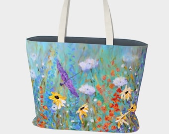 Floral Canvas Tote, Extra Large Lined Tote Inside Zipper Pocket, Market Tote, Beach Bag, Shoulder Tote Gift for Mom, Spring Tote, Summer Bag