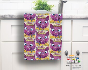 Funny Pigs Kitchen Towel: Cotton Tea Towel