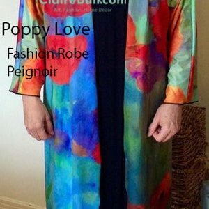 Poppy Kimono Robe, Dressing Gown, Robes Longues, Chiffon Sheer Robe, Romantic Gift for Wife, Women Robe, Lingerie Gift for Her Birthday image 3