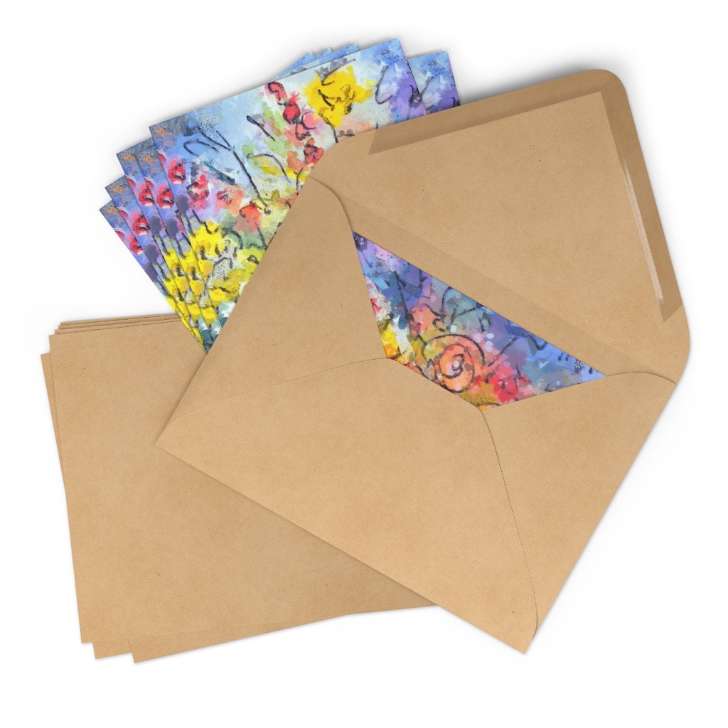 Floral Postcard Set with Envelopes Flat Card White on Etsy