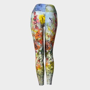 Yoga Leggings, Flower Power Stretch Pants, Fitness Clothes, Summer Vacation Clothes, Light Colorful Leggings for Travel, Festival Tights image 3