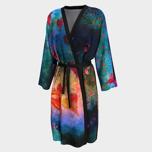 Knee Length Robe, Colorful Bathrobe, Robe Luxury Peignoir, Lightweight Chiffon Robe for Women, Gifts for Girlfriend, Pretty Robes, Beachwear